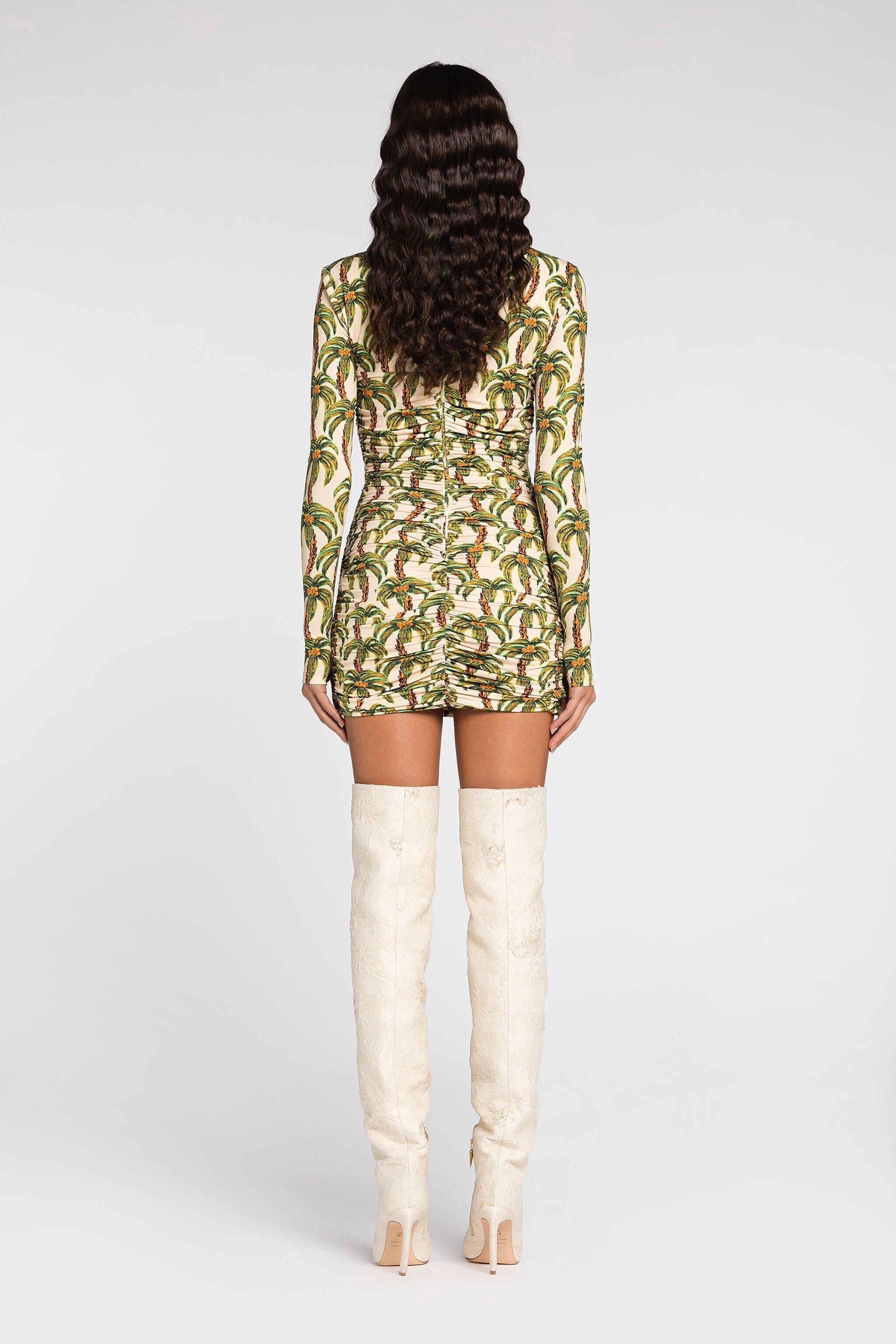 RC Palm tree-print mini dress Light green QWT155-LNG41