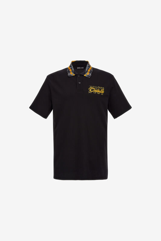 JC Just Cavalli Tiger Logo Polo Shirt Black RRT901-RR163