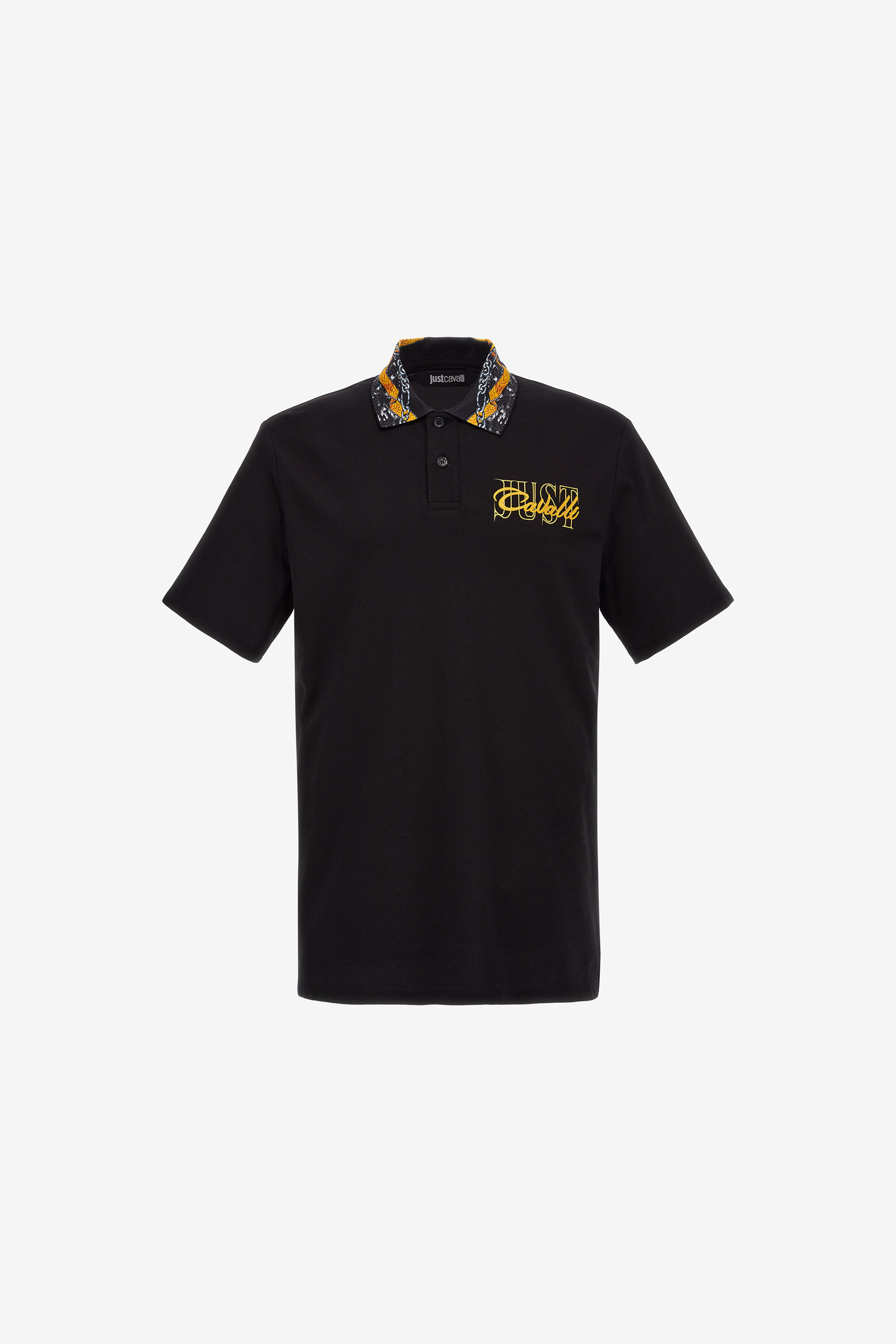 JC Just Cavalli Tiger Logo Polo Shirt Black RRT901-RR163