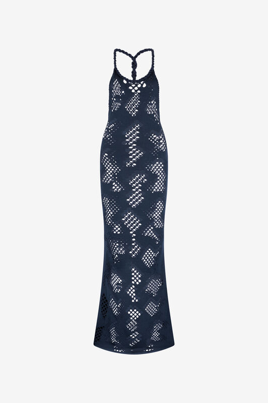 RC Robe Longue Crochet Bleu foncé UWM102-MH014
