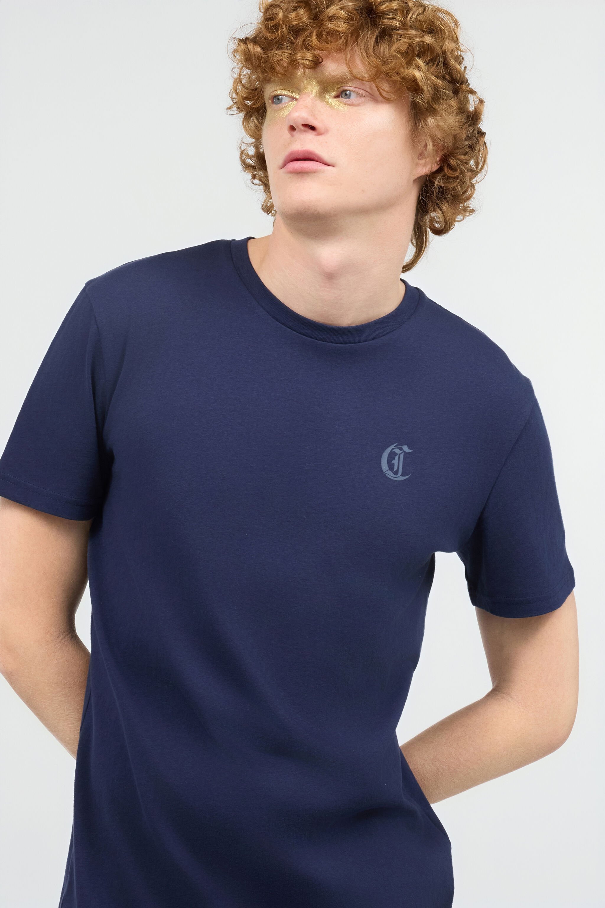 JC T-Shirt Con Monogram JC Dunkelblau UFU003-UF095