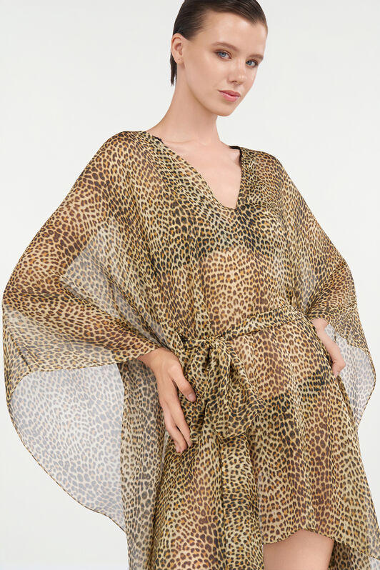 RC Baby Jaguar Print Silk Kaftan BROWN WQW028-HNR31