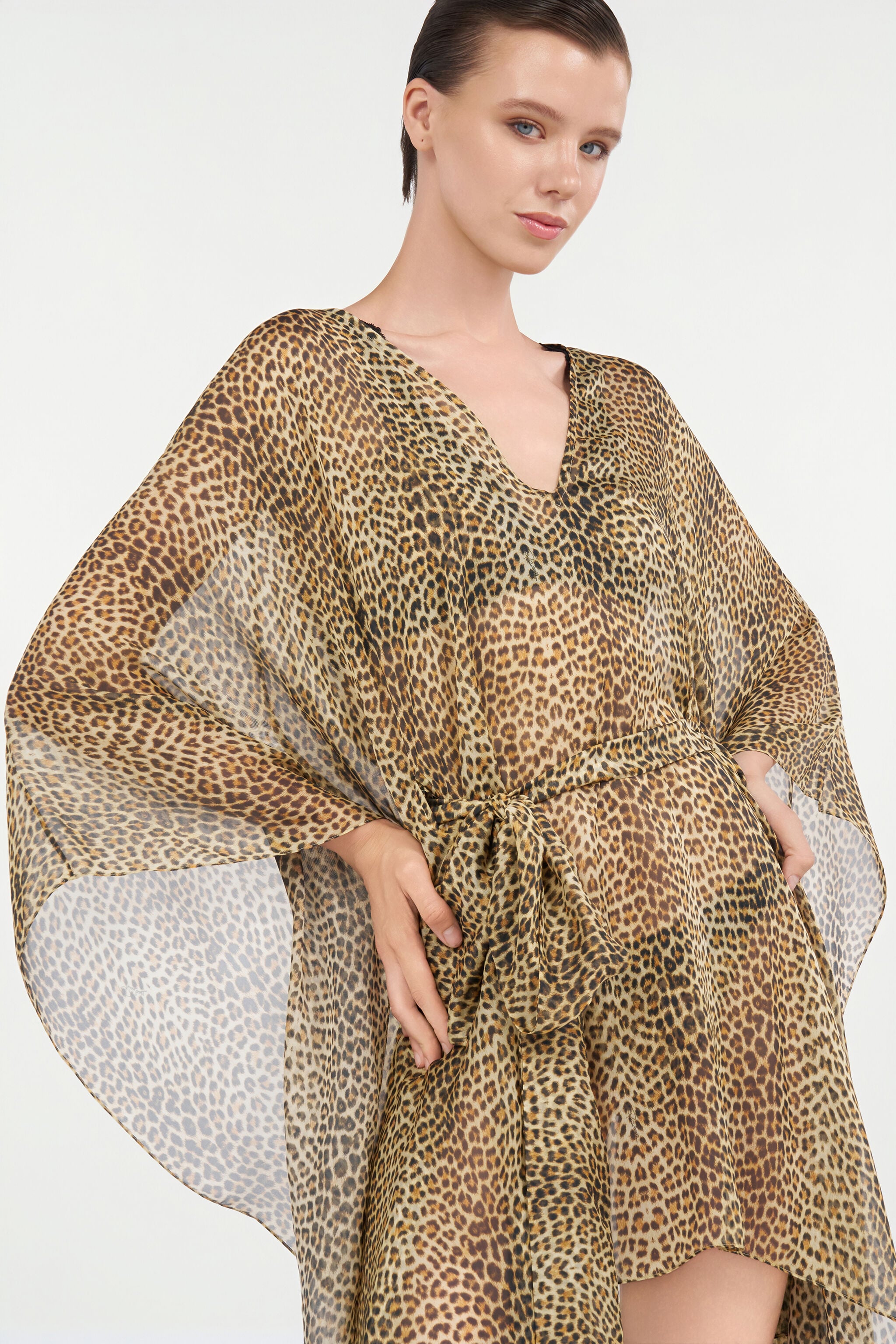 RC Baby Jaguar Print Silk Kaftan BROWN WQW028-HNR31