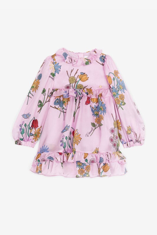 JU Floral-Print Silk Dress Purple RJT10D-2NH89