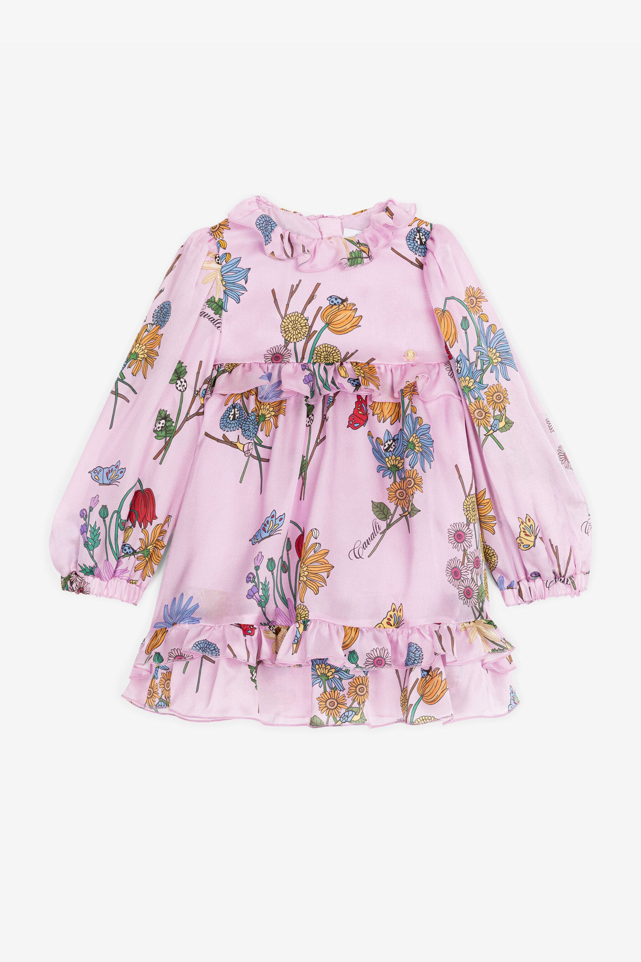 JU Floral-Print Silk Dress Purple RJT10D-2NH89