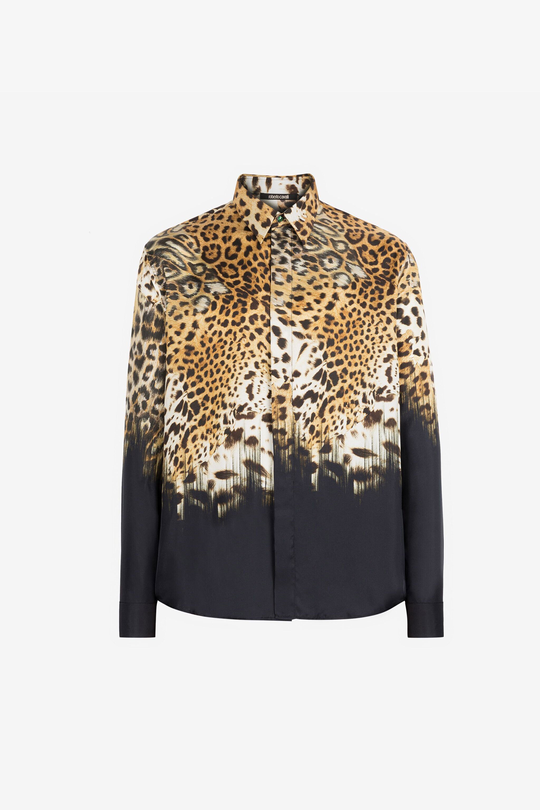 RC Leopard-Print Silk Shirt Light brown RRT715-2N411