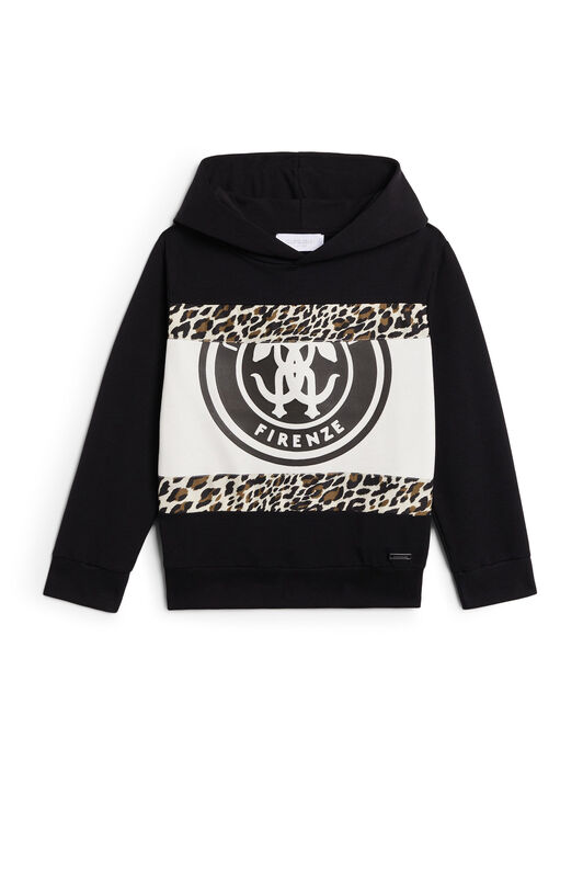 JU Hoodie mit Leoparden-Print und Logo JU Hoodie mit Leoparden-Print und Logo BLACK JJT958-CF027