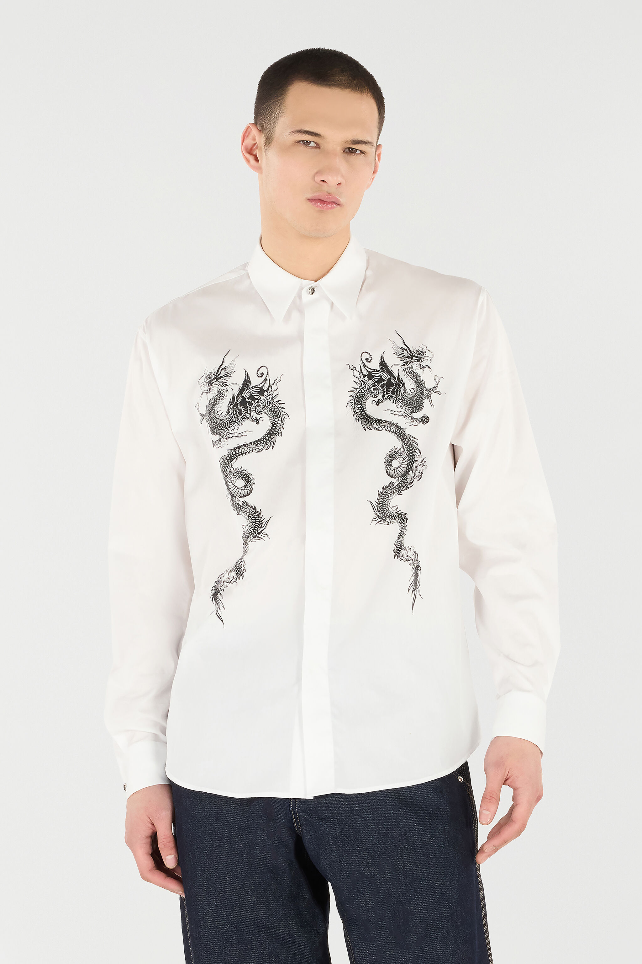 RC Cotton Shirt with Dragons Blanc VNT712-CH026