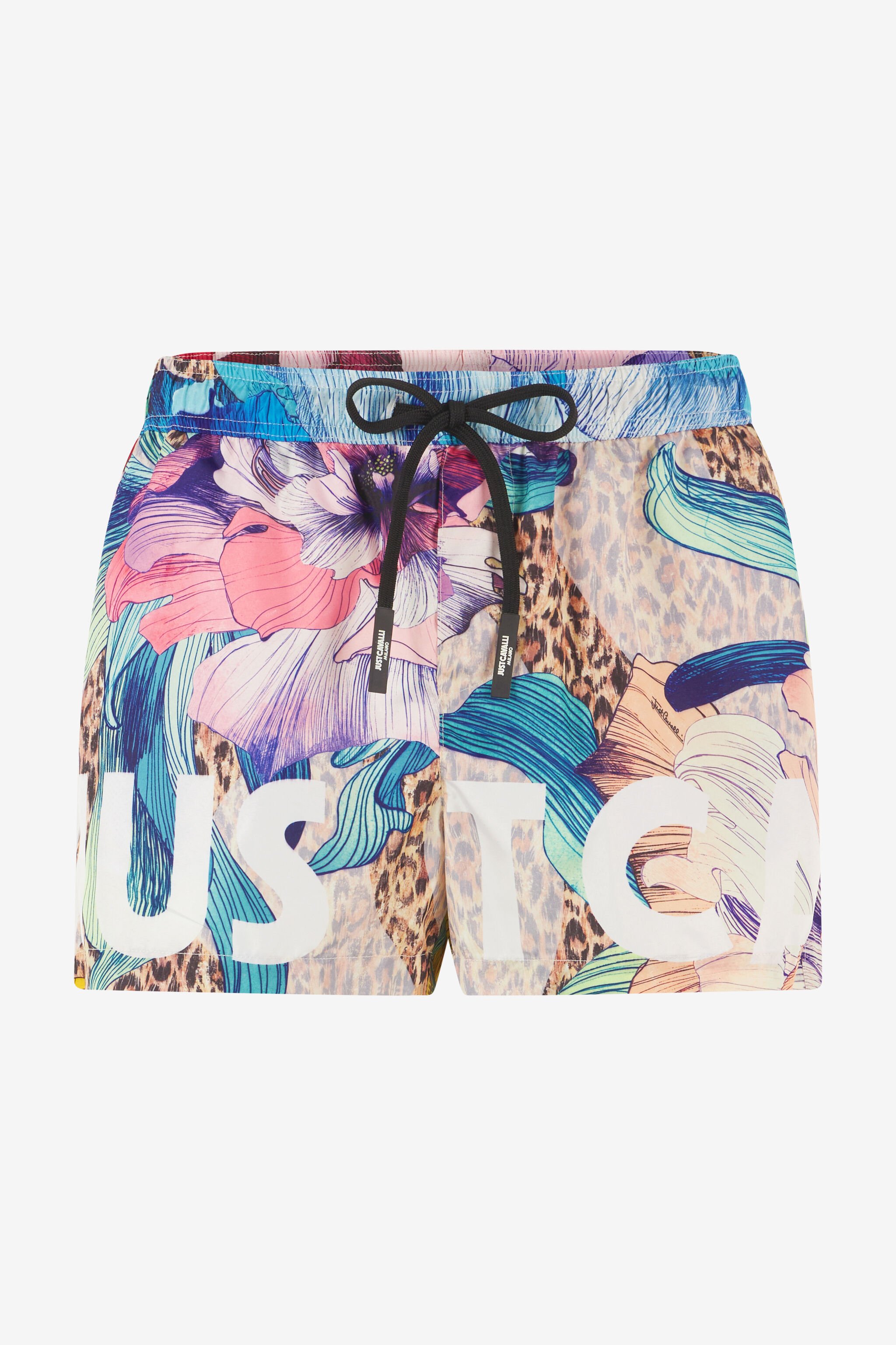 JC Swim Shorts With Floral And Jaguar Skin Print Red UFT080-UF119
