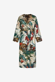 ${brand} Jungle Print Belted Robe Coat With Silk Details ${colorDescription} ${masterID}
