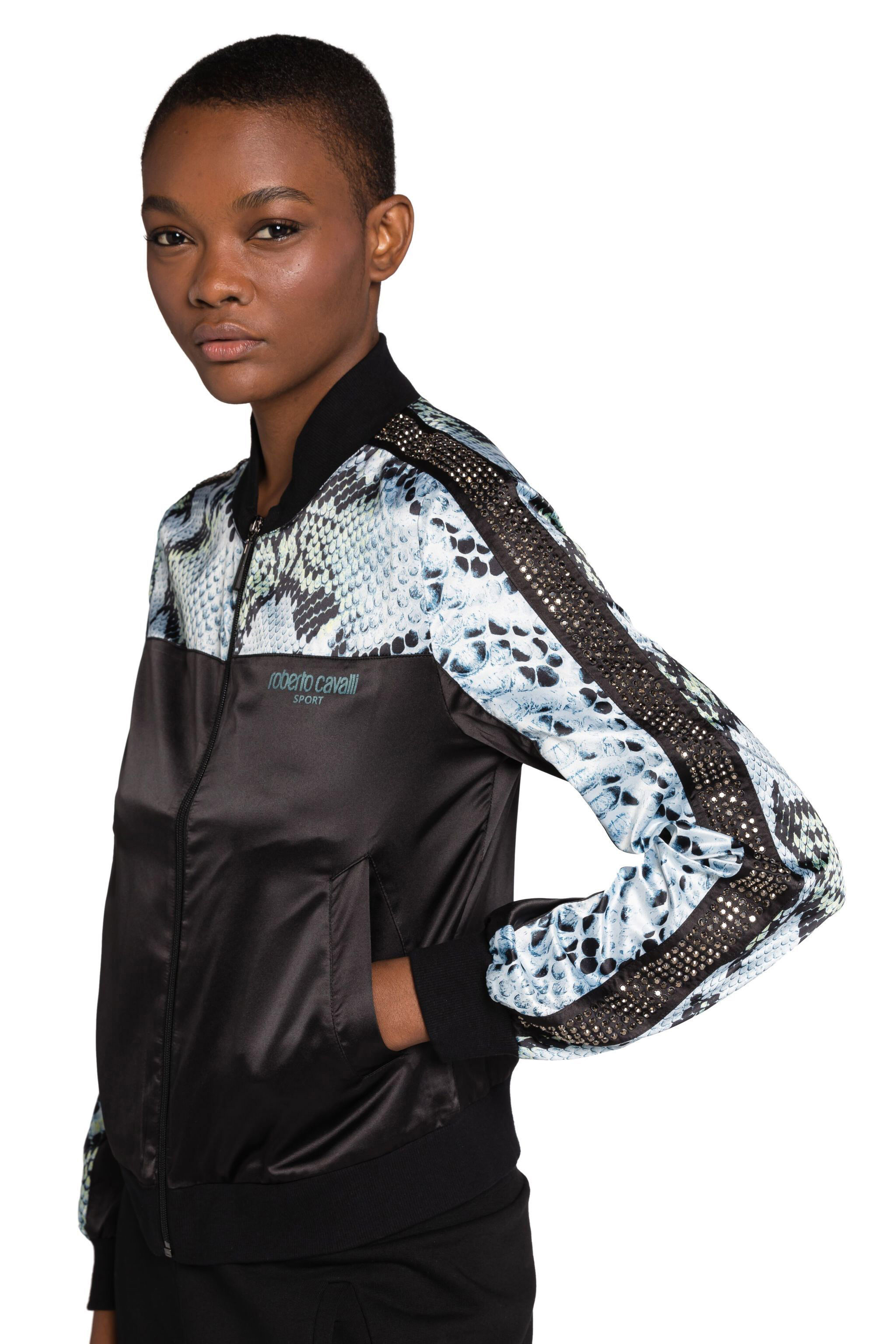 UG Crystal-Embellished Python-Print Track Jacket BLACK JYY01F-RD037