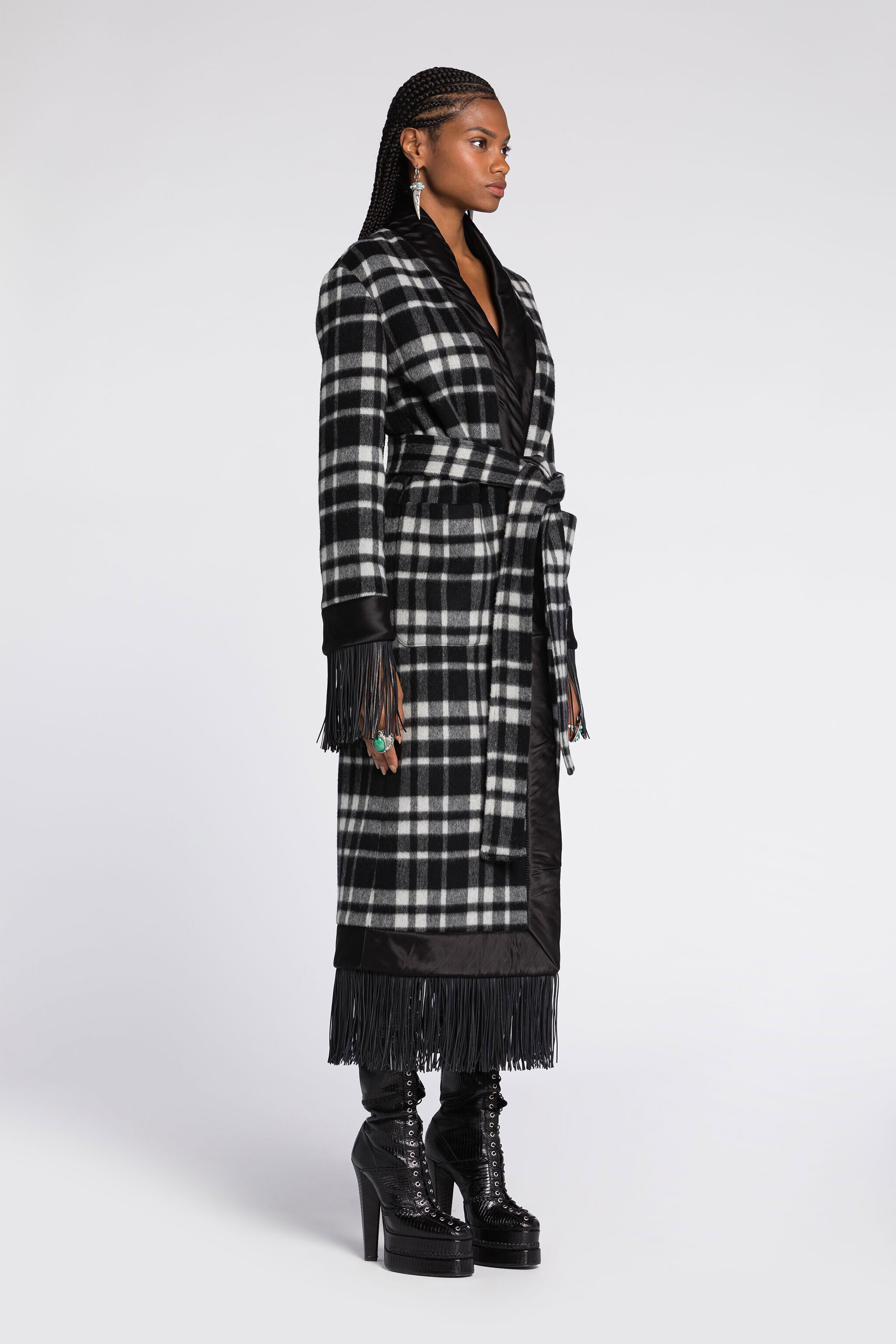 Plaid wrap coat top