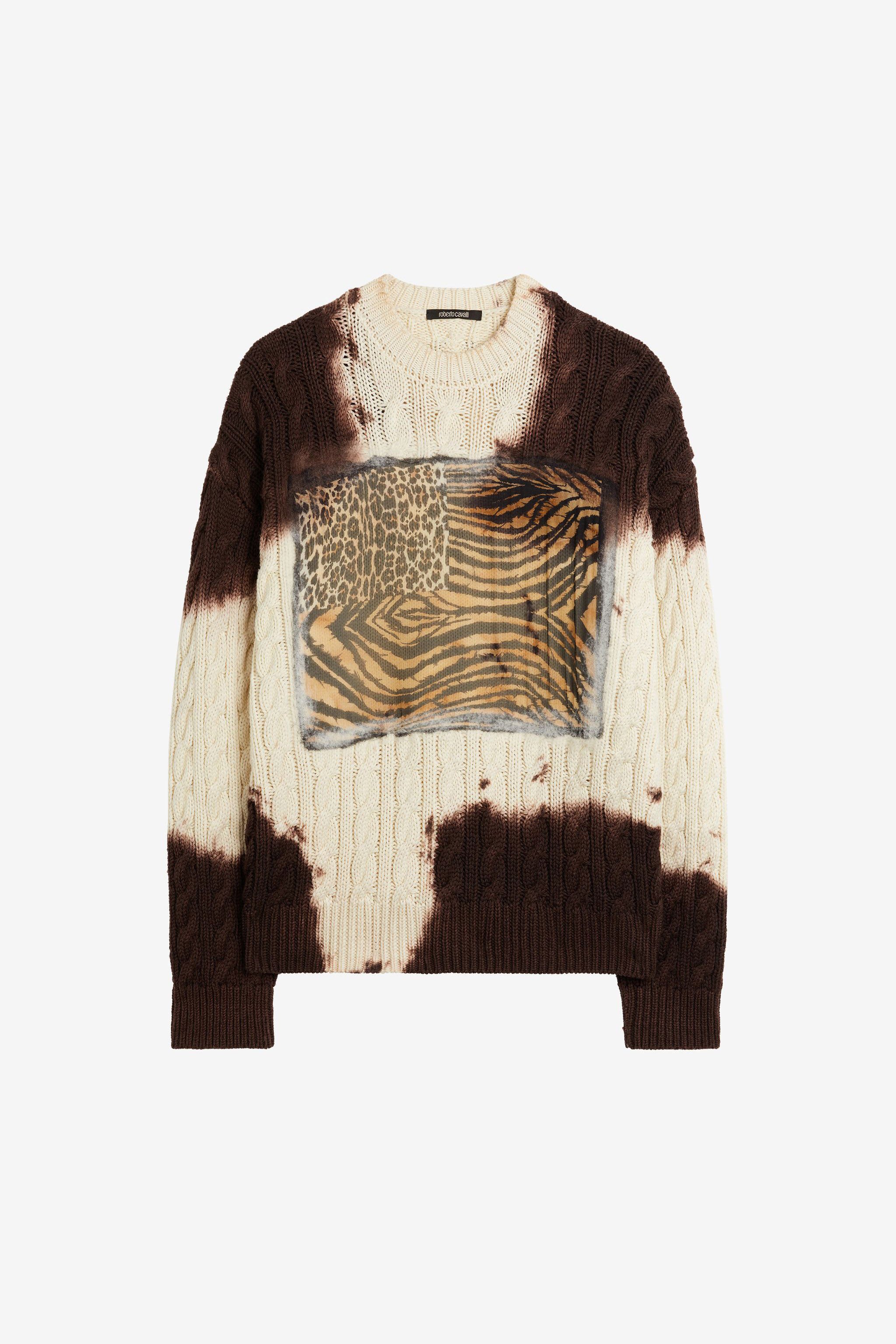 RC Maglione con motivo Animalier Patchwork Marrone scuro NNM604-MR001