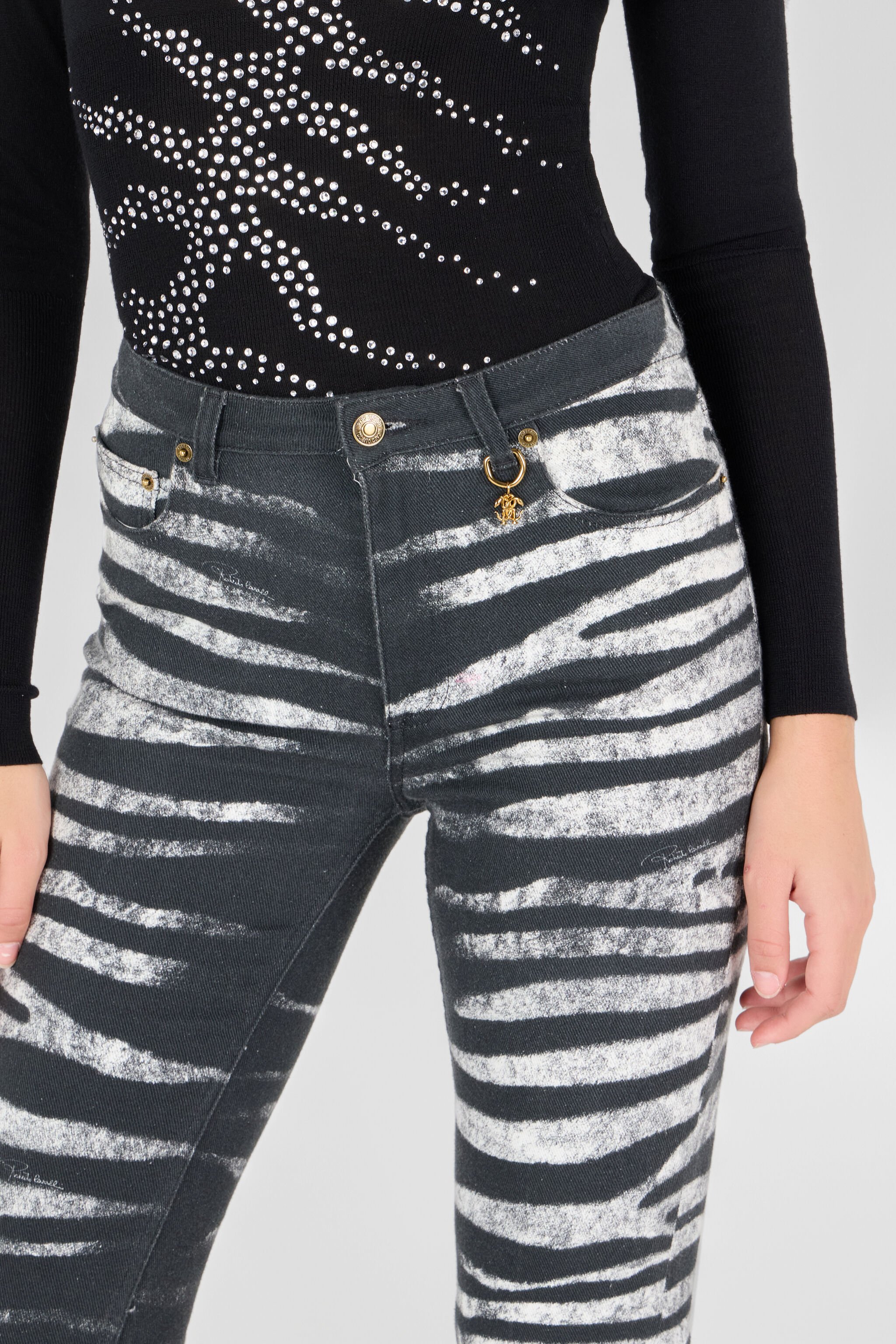 RC Pants With Zebra Print Black/White UKJ221-DAN50
