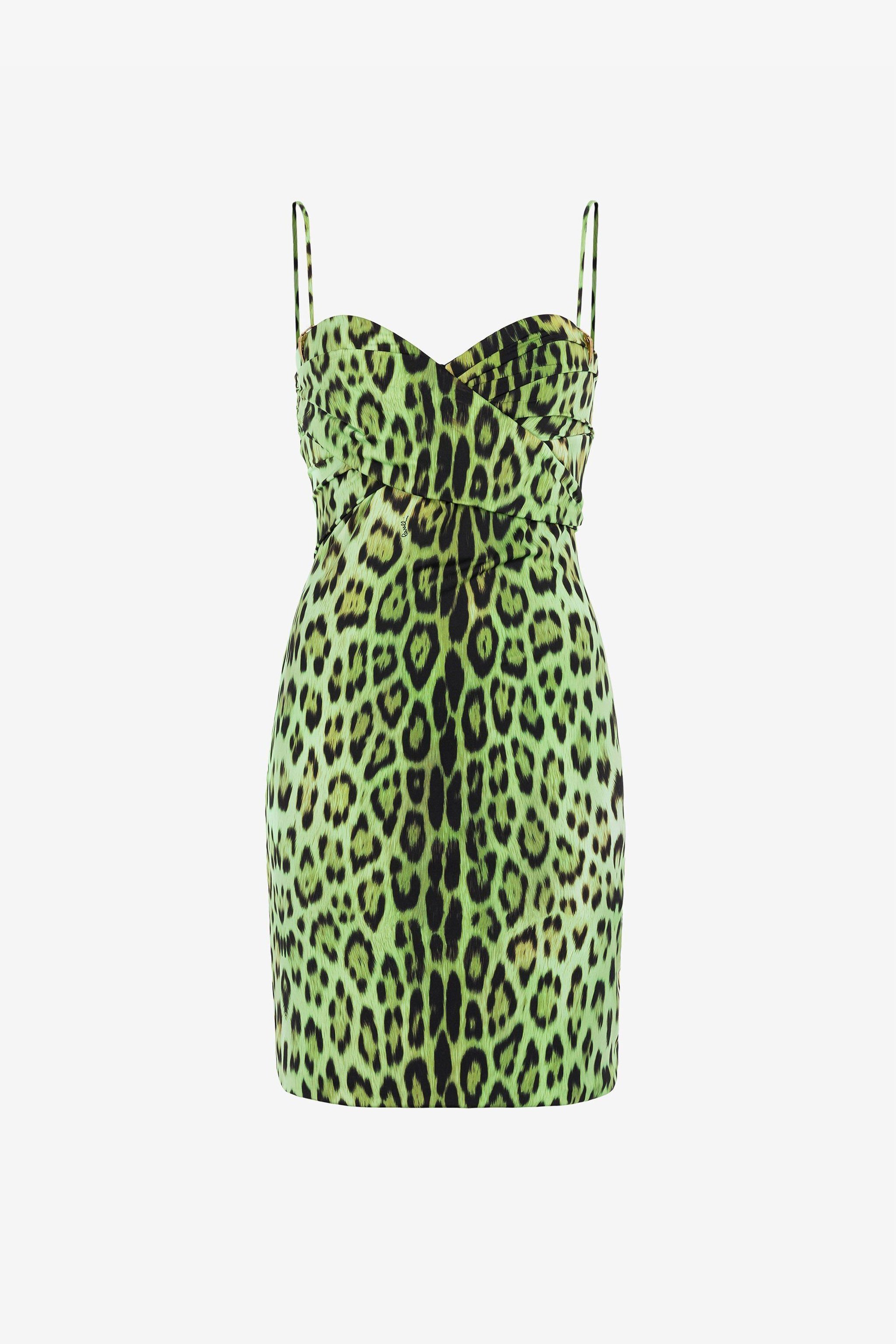 RC Jaguar print sleeveless minidress Verde claro QKT142-LNF53