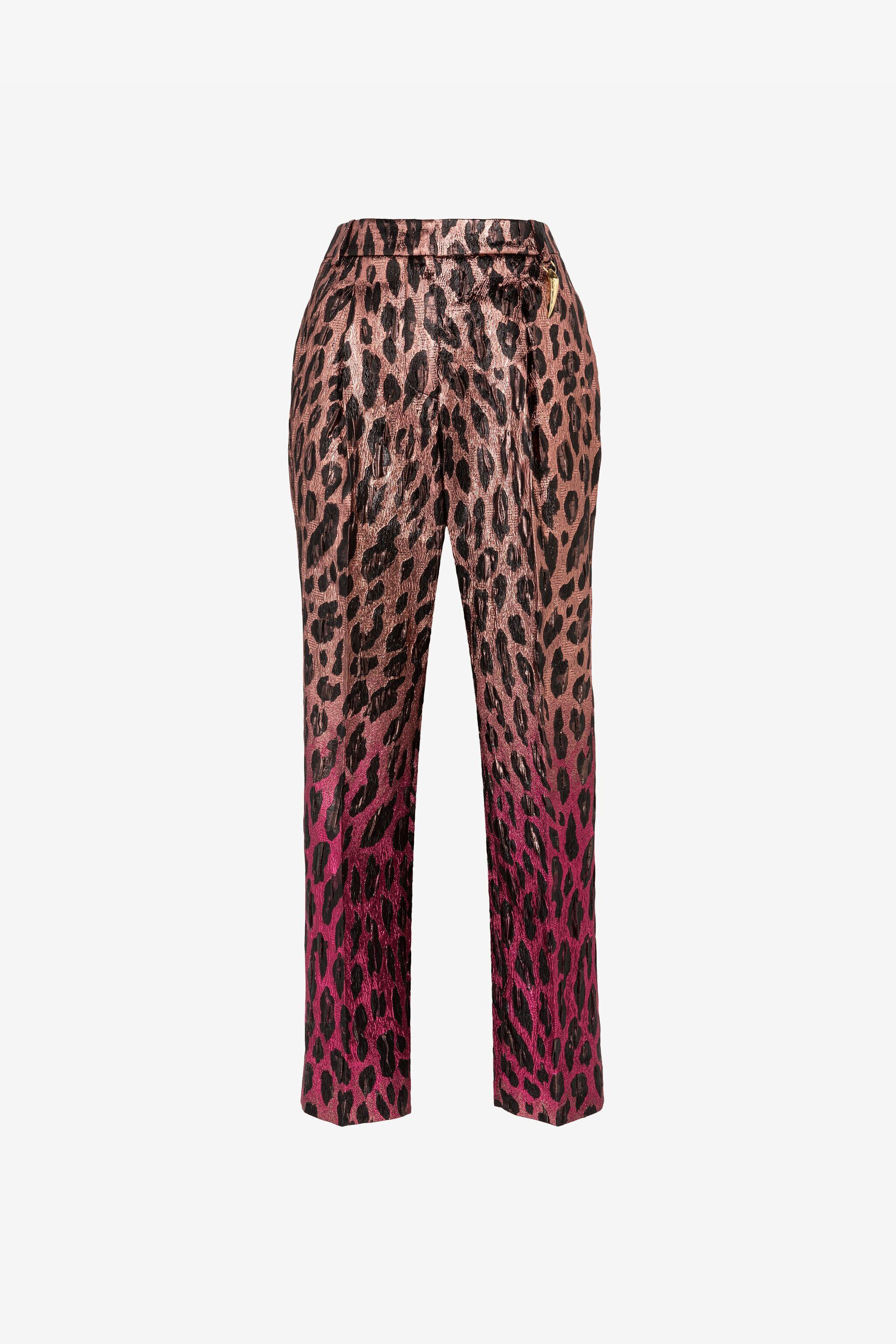 RC Animal-print lamé cropped trousers PINK/FUXIA QKT206-FY069