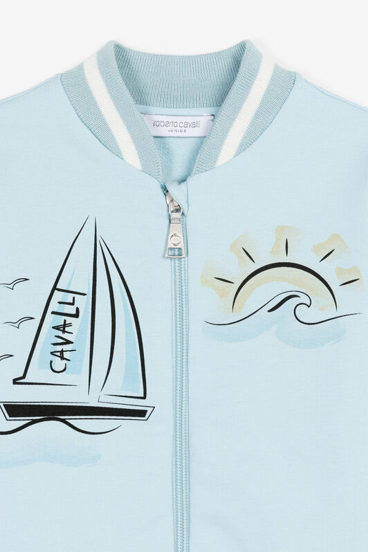 JU Felpa con logo e stampa Seascape BABY BLUE OJT954-ISA2J
