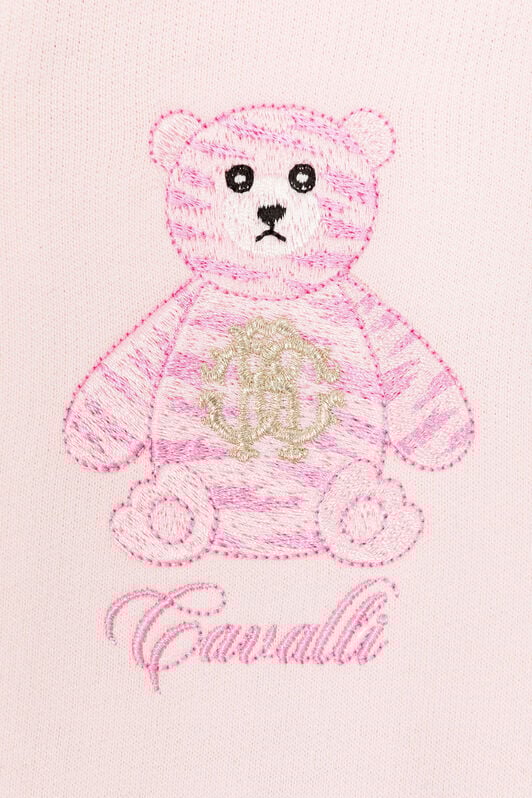 JU Teddy Bear-Embroidered Cotton Hoodie Pink RJT905-CF050