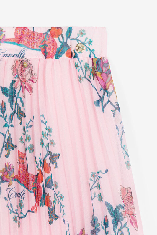 JU Leopard And Flower-Print Pleated Skirt Pink RJT302-7GG81