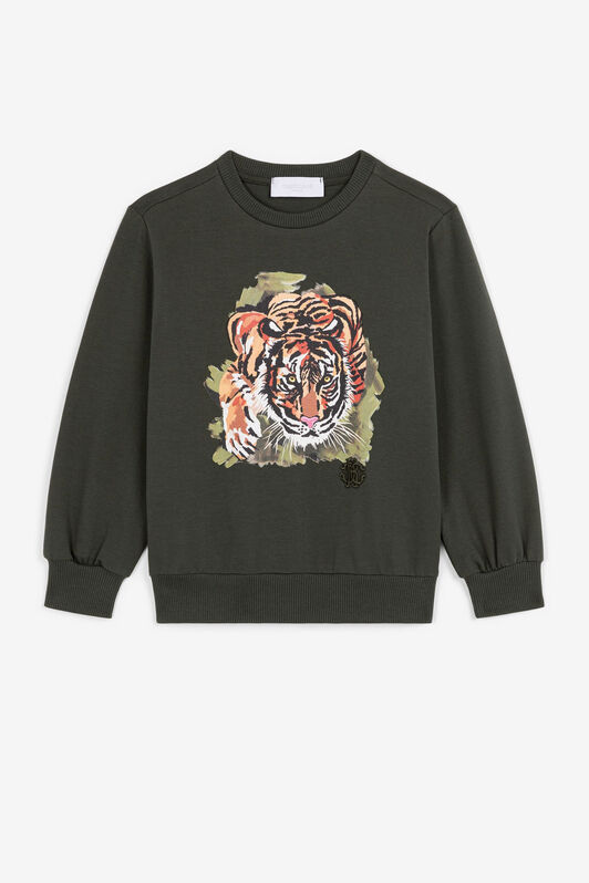 JU Tiger-Print Sweatshirt Dark green PJT975-CF050