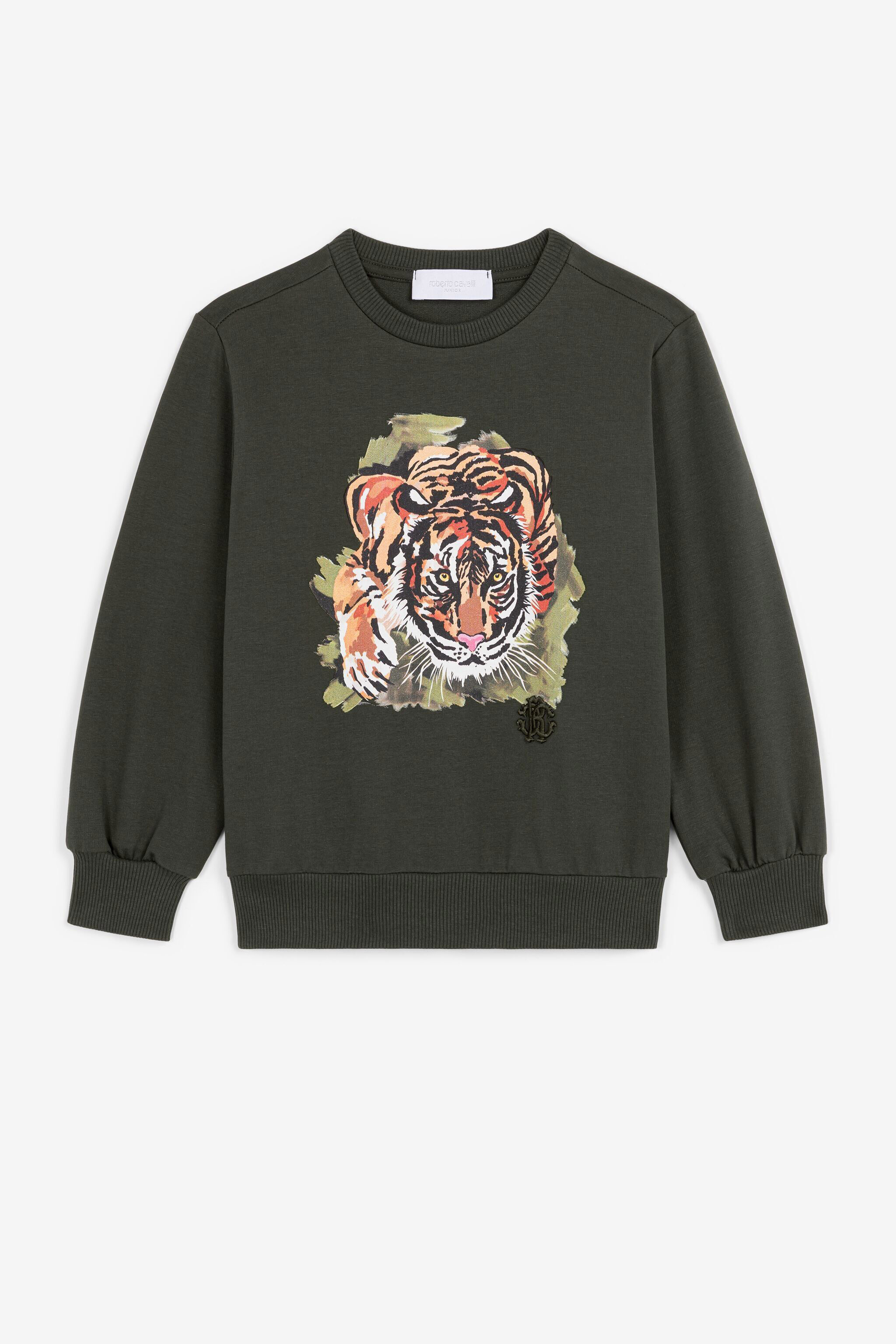 JU Tiger-Print Sweatshirt Dark green PJT975-CF050