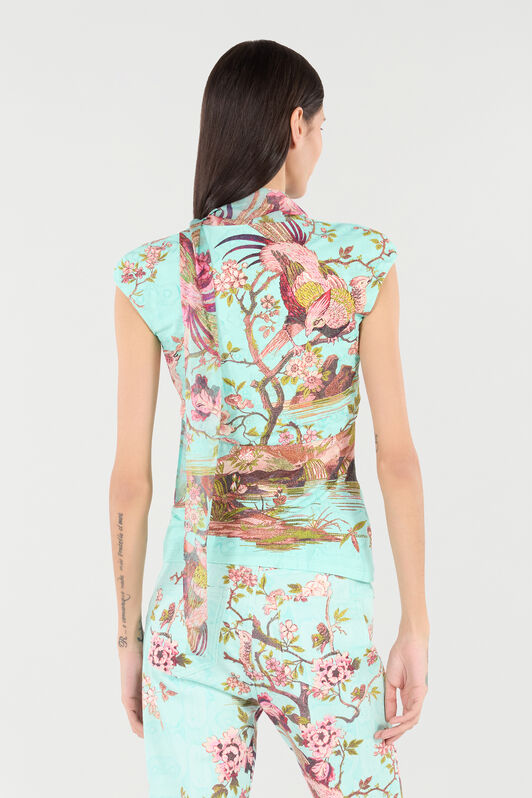 RC Floral & Pheasant Print Top Blau/Rosa VKT604-LNP76