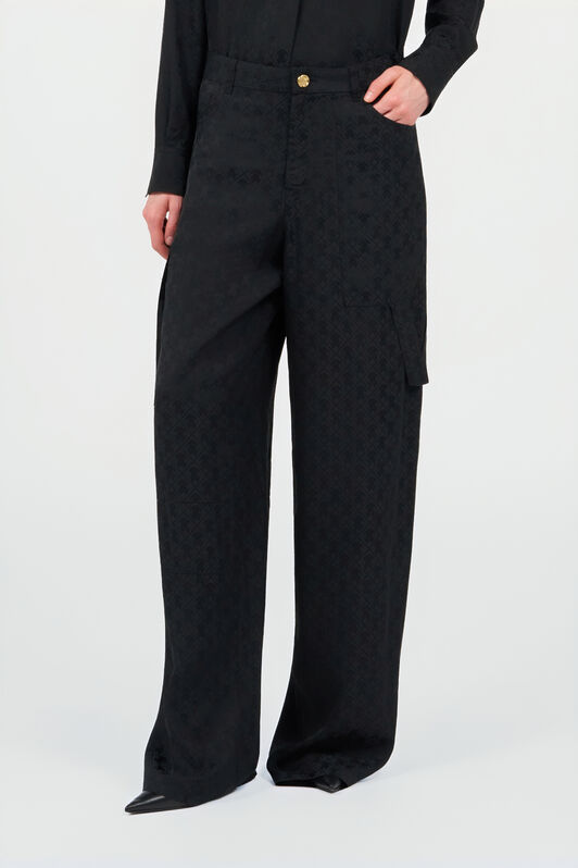 RC Silk Cargo Trousers with Monogram RC NERO VKT202-RK010