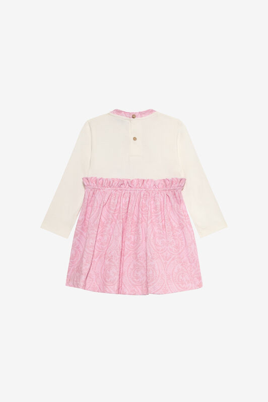 JU Milk White Dress with Baby Pink Floral Print MILKY WHITE/BABYROSE VJT105-JD001