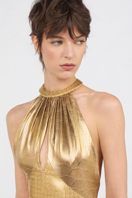 RC Serpentine Print Maxi Dress BEIGE/GOLD WWT141-JFS31