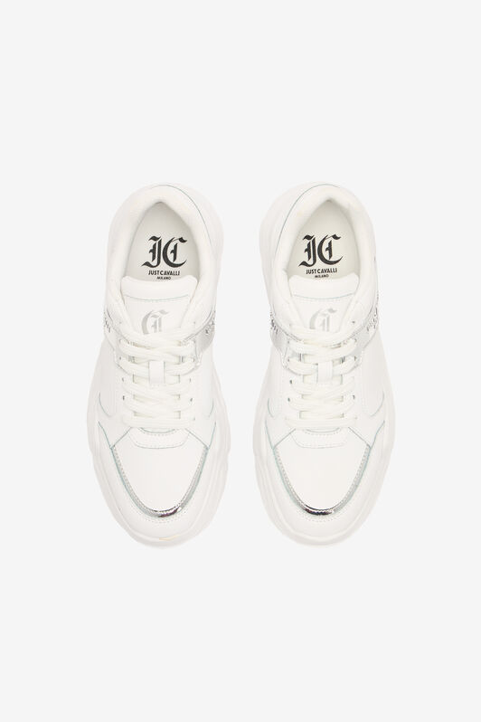 JC Sneakers Con Inserti Specchiati Bianco/Argento UFS038-UF360