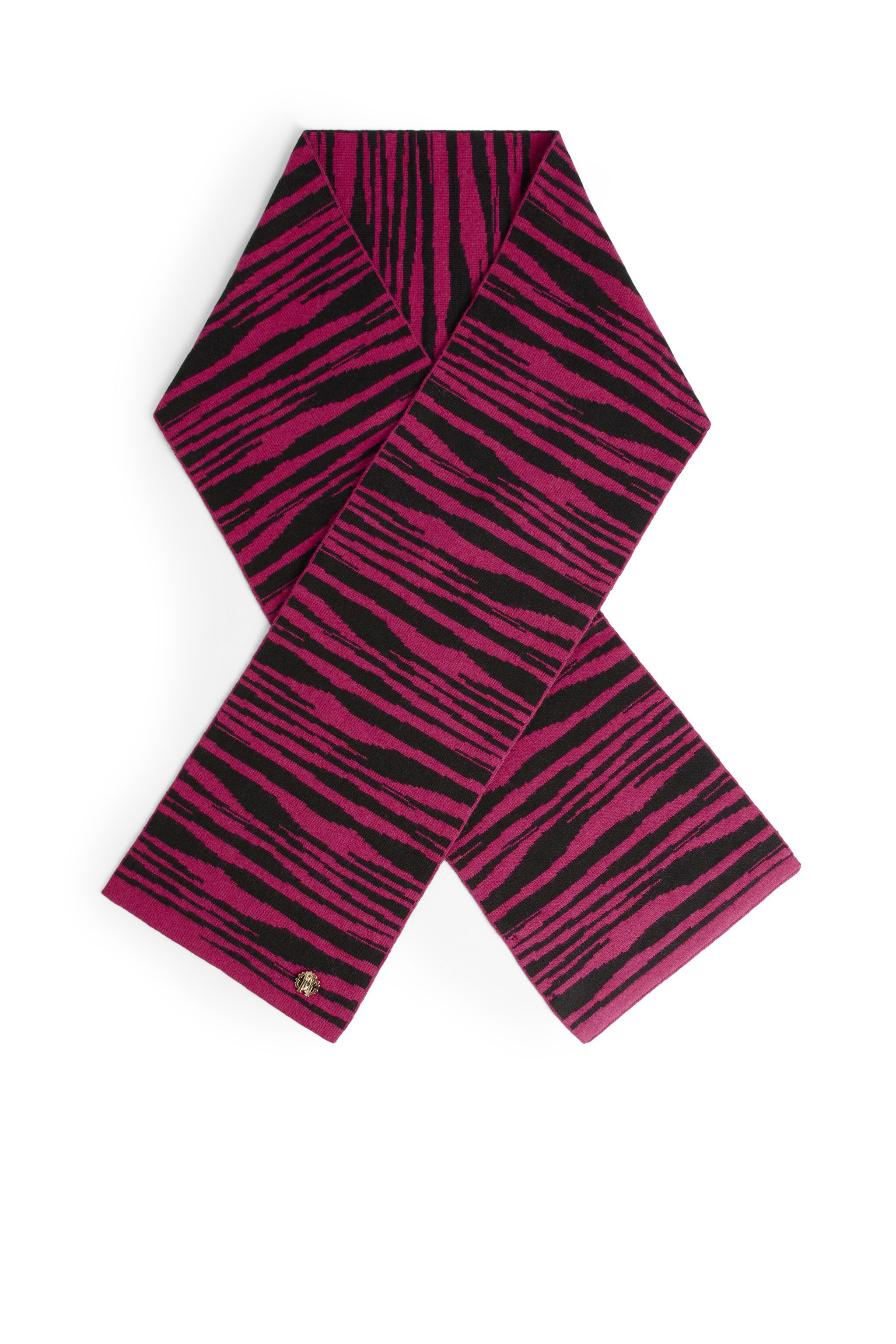 JU Zebra stripe cashmere blend scarf FUCHSIA/BLACK JJI012-MQ033