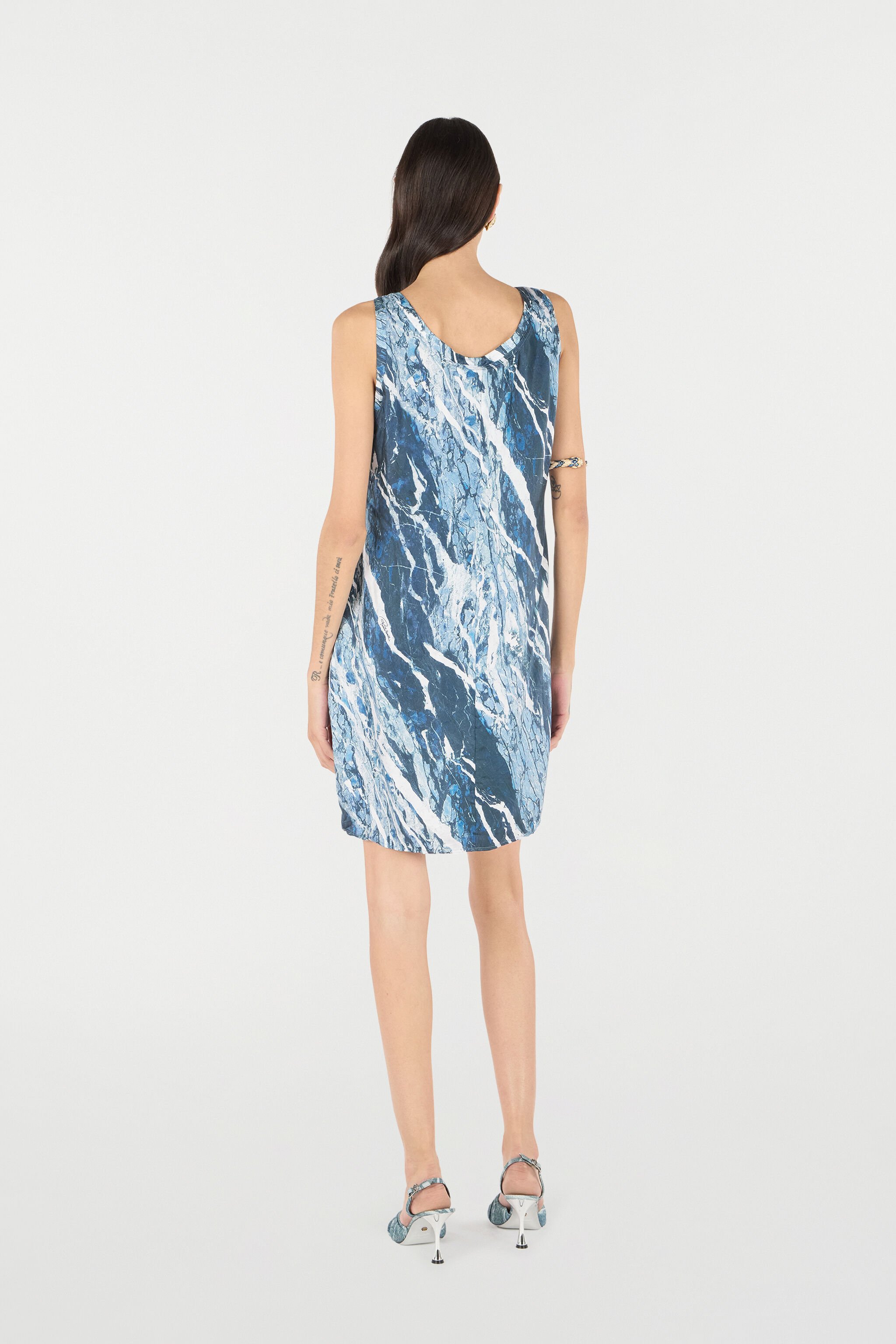 RC Minikleid aus Seide mit Print Marble Dunkelblau UKT109-4QN22