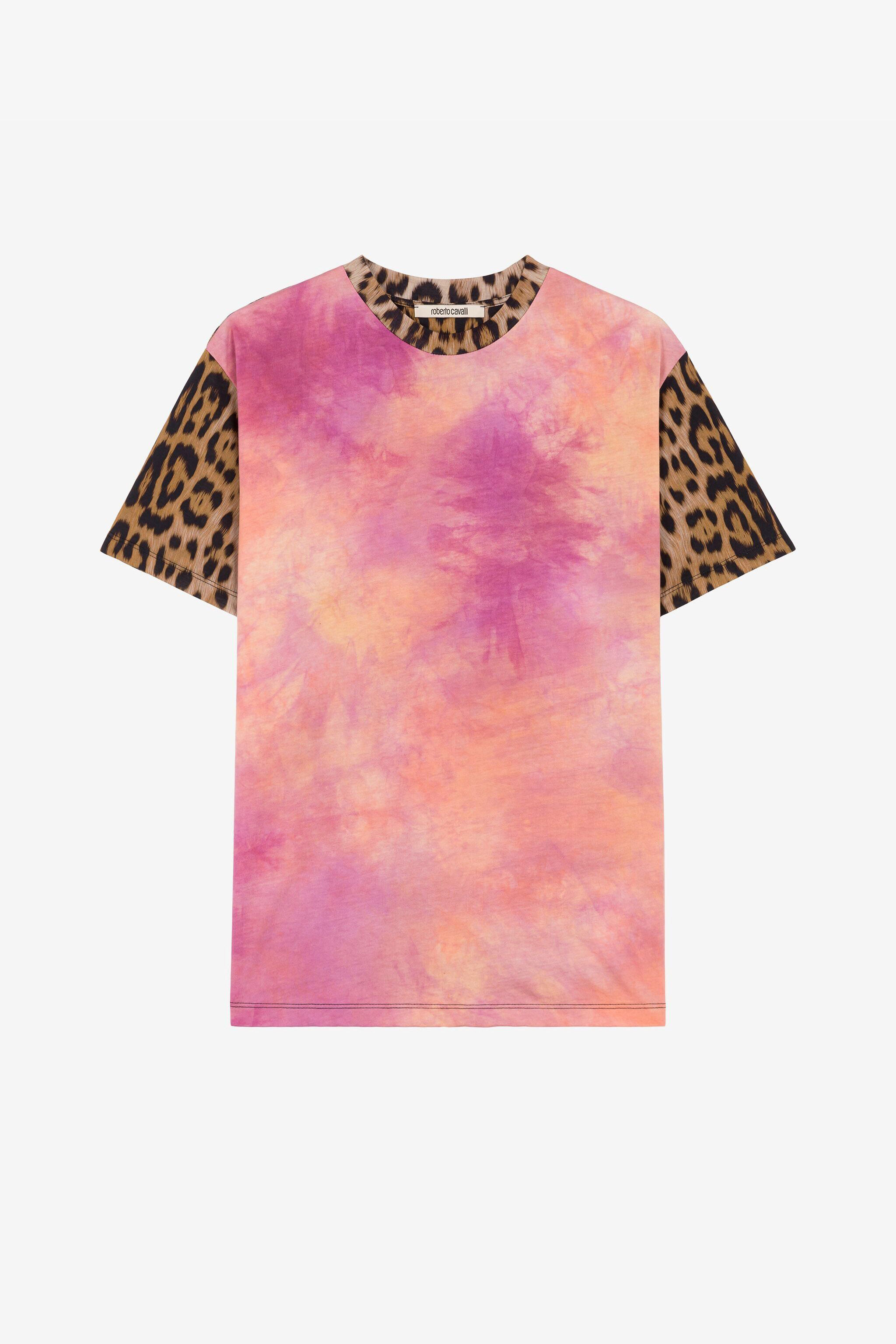 RC Leopard-print tie-dye panelled T-shirt MACULA NATURALE QKT61B-3PF53
