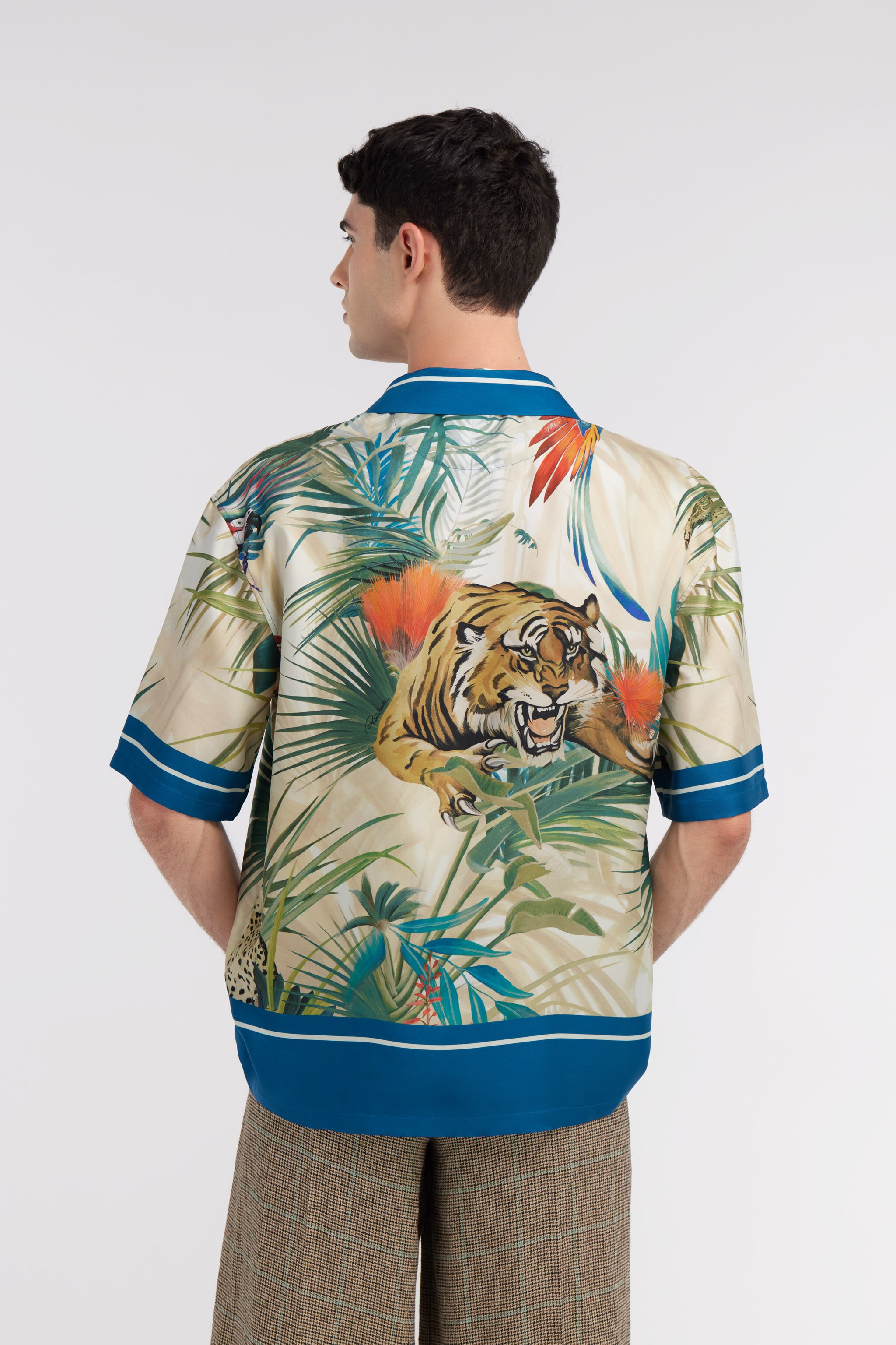 RC Short-sleeve Parrot print shirt Black/Gold/Black SRT762-4QL45