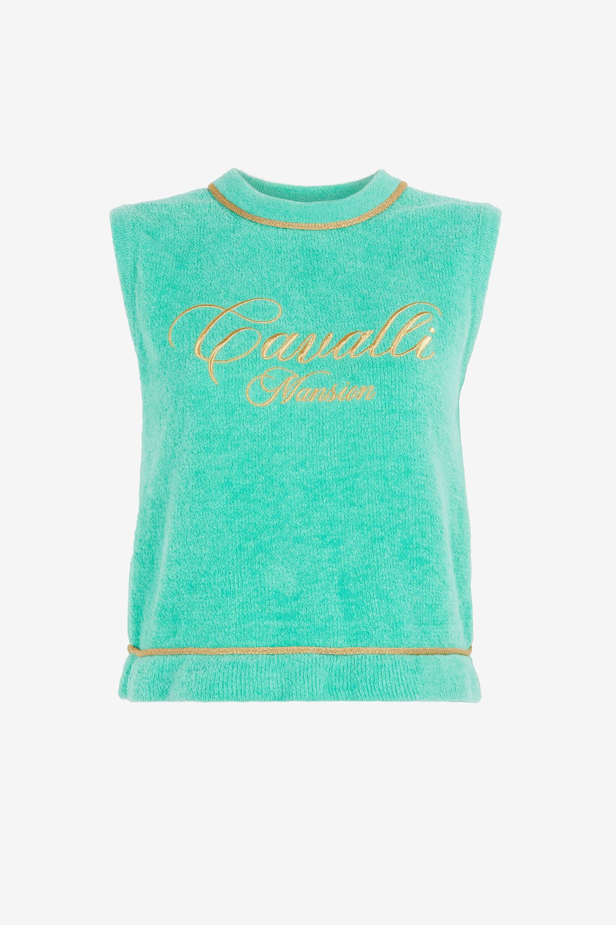 RC Logo-Embroidered Sleeveless Top Light blue OKM613-MR001