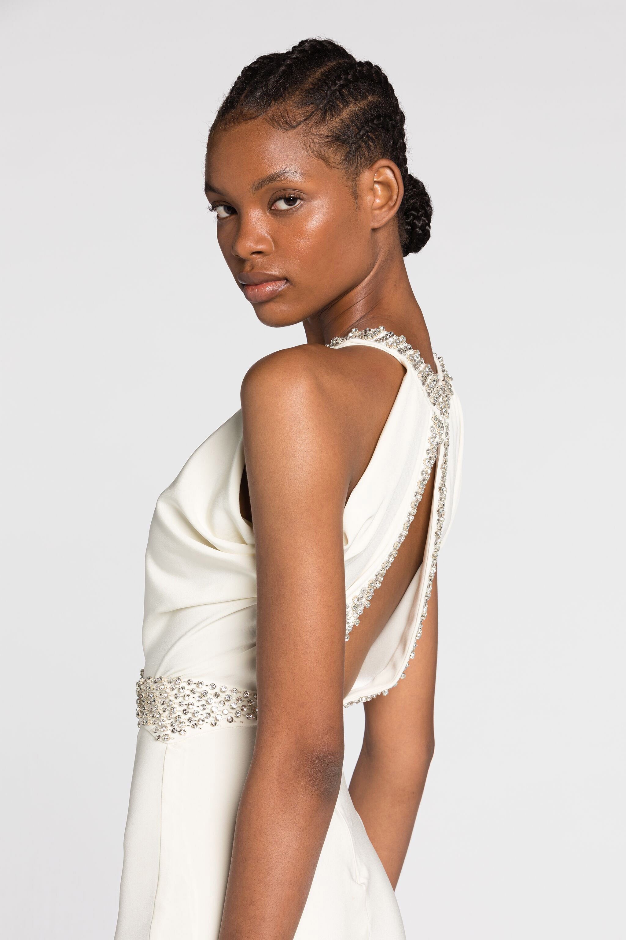 RC Crystal-embellished mermaid dress Bianco QKR199-SE048