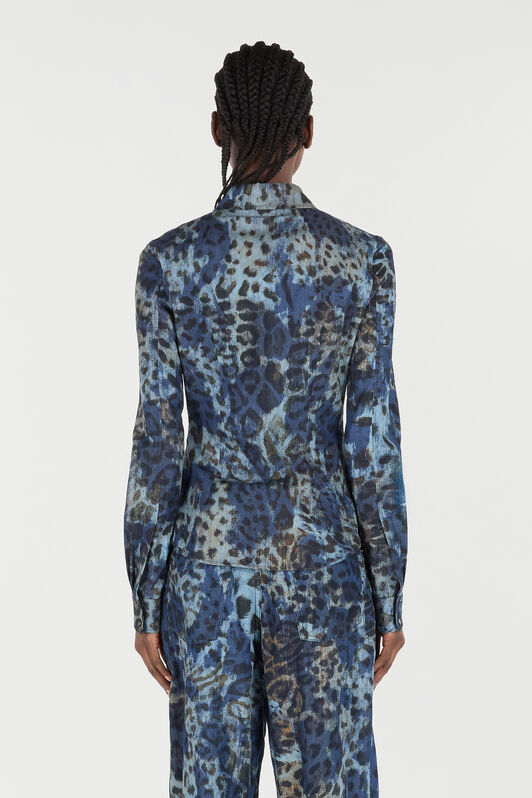 RC Cotton Shirt with Jaguar Skin Print RC Cotton Shirt with Jaguar Skin Print BLU/CELESTE/MARRONE VKJ720-VT010