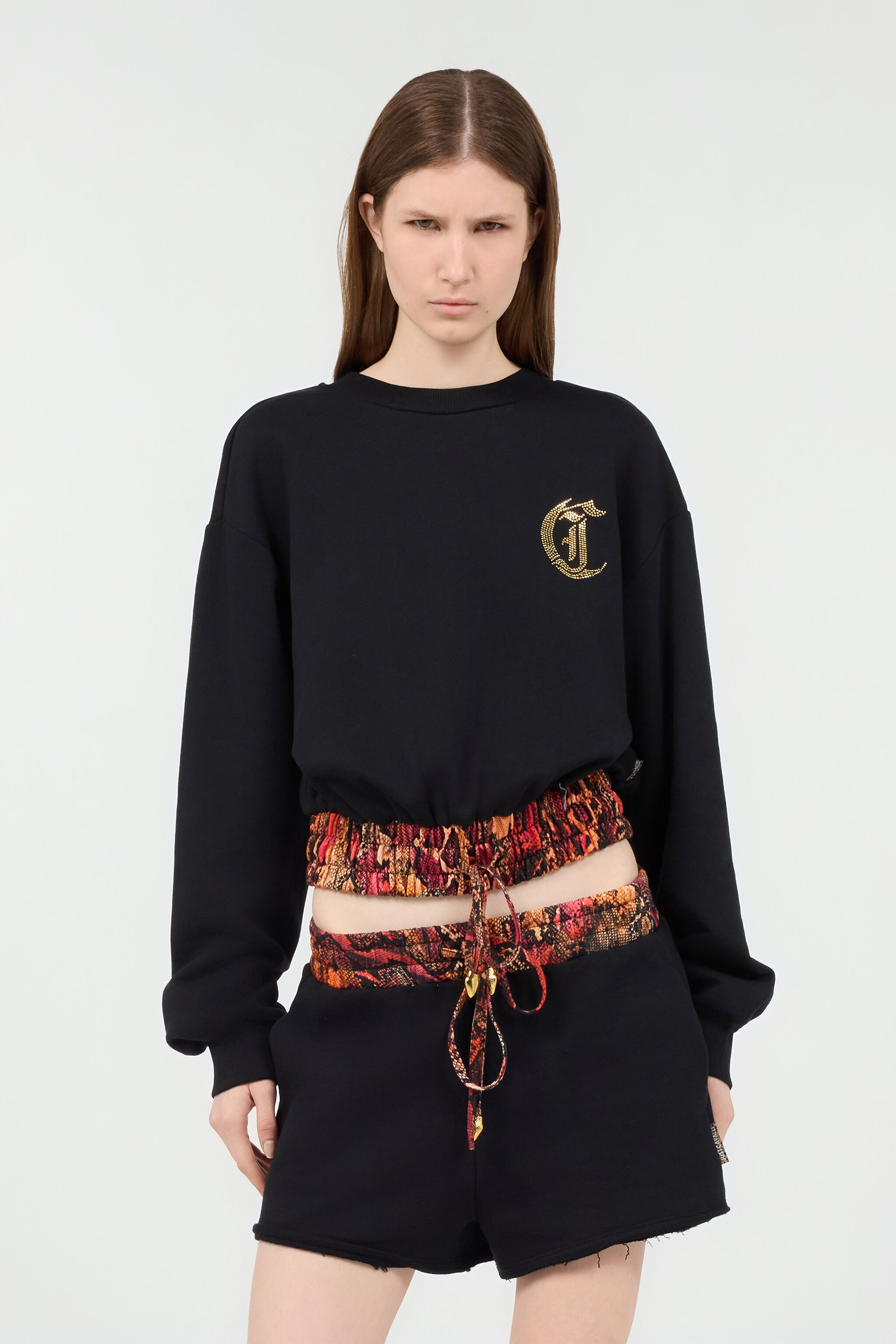 JC Cotton Sweatshirt With Python Band 899 BLACK + 576 EMBE UFS004-UF195