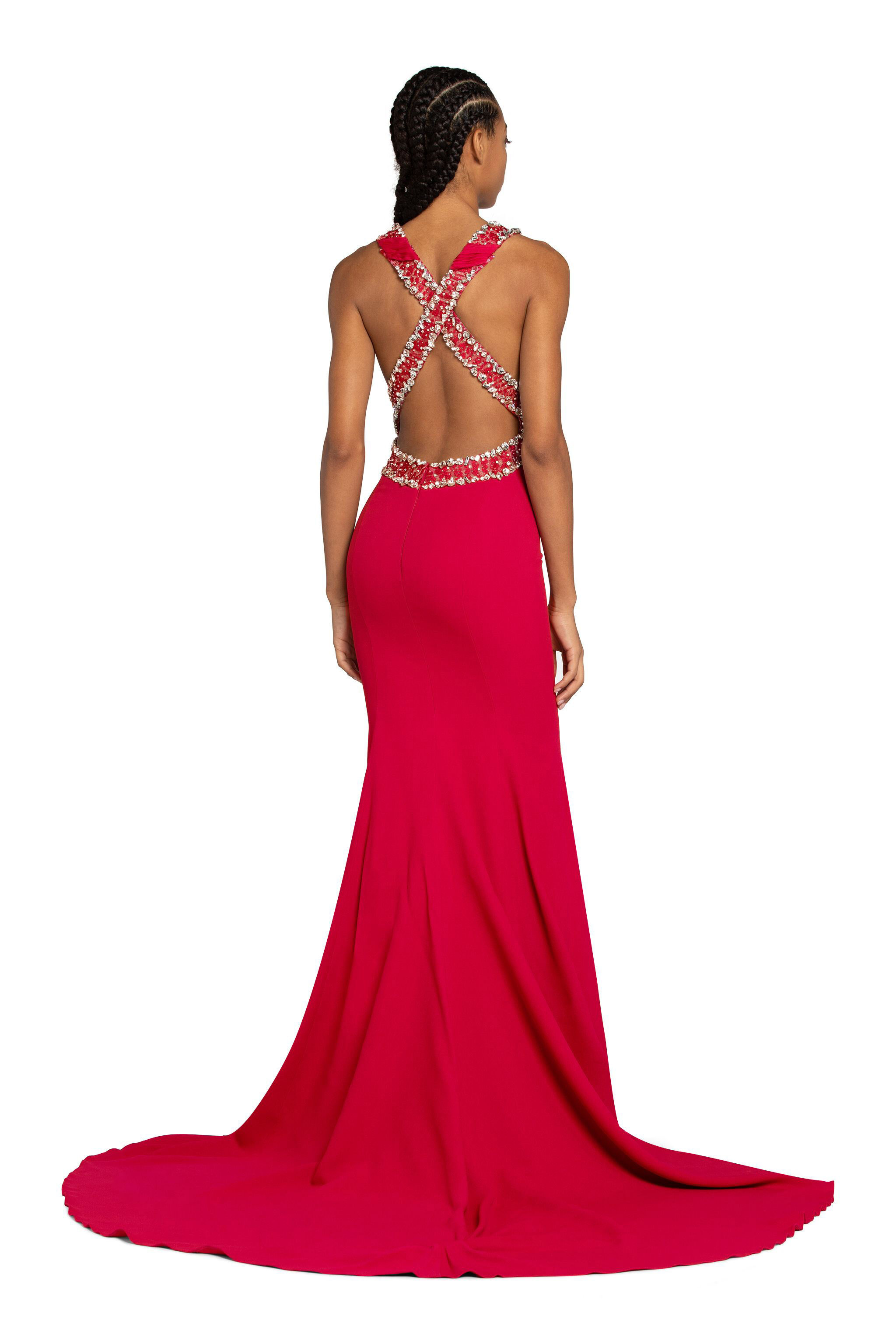 RC Abendkleid mit Strass Rot MCR114-RJ035