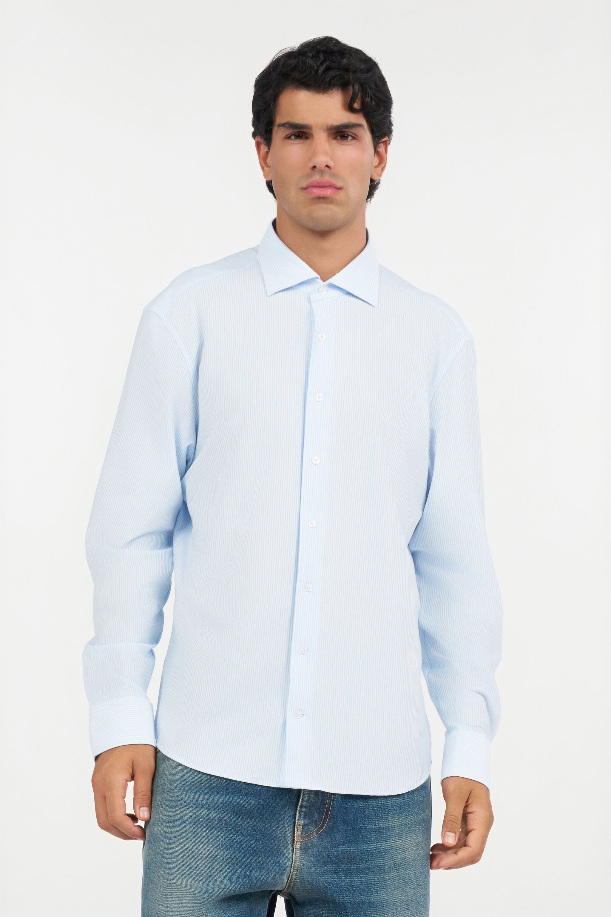 RC Light Blue Striped Shirt WHITE/LIGHT BLUE QOT70H-CE007