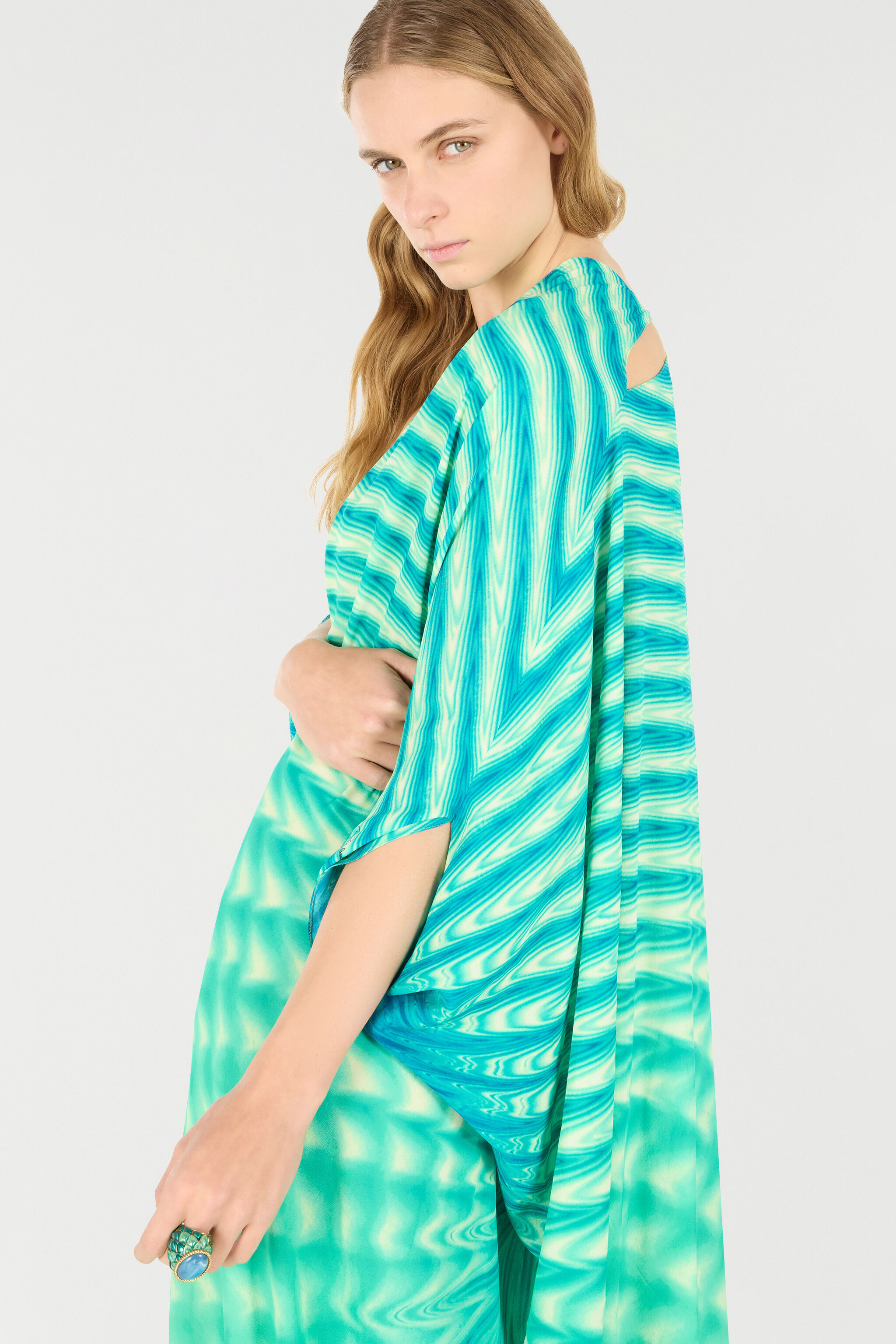 RC Caftan With All-Over Print Light green UKT181-KWN47