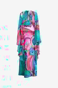 ${brand} Robe longue en soie avec découpes et imprimé marbré multicolore ${colorDescription} ${masterID}