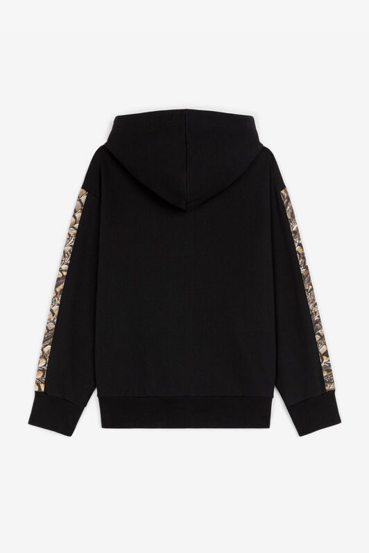 JU Falcon-Print Cotton Hoodie Black RJT921-CF050