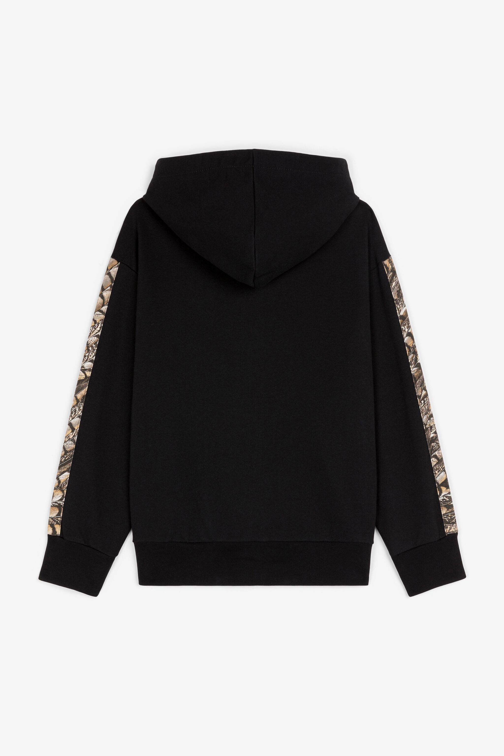JU Falcon-Print Cotton Hoodie Black RJT921-CF050