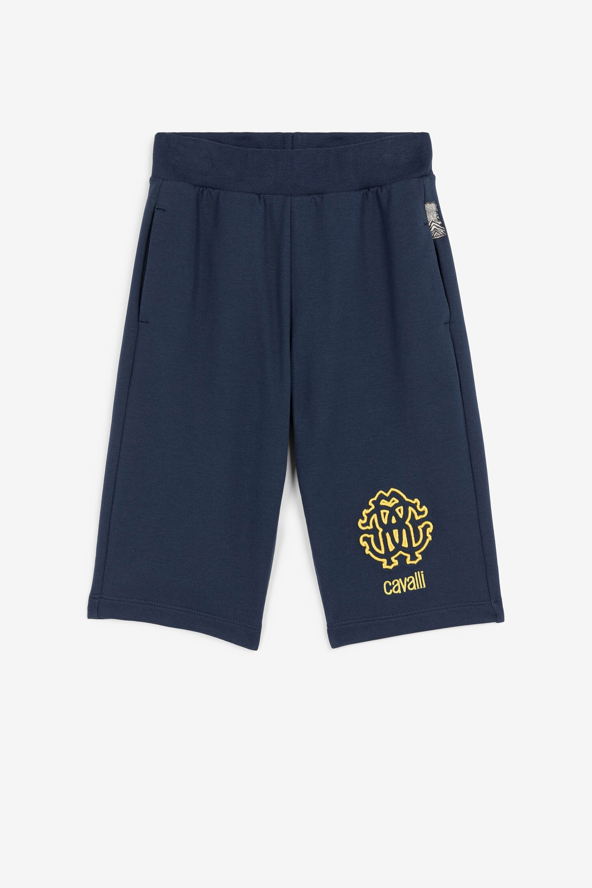 JU Pantalón corto con bordado Monograma RC Azul oscuro QJT236-CF050