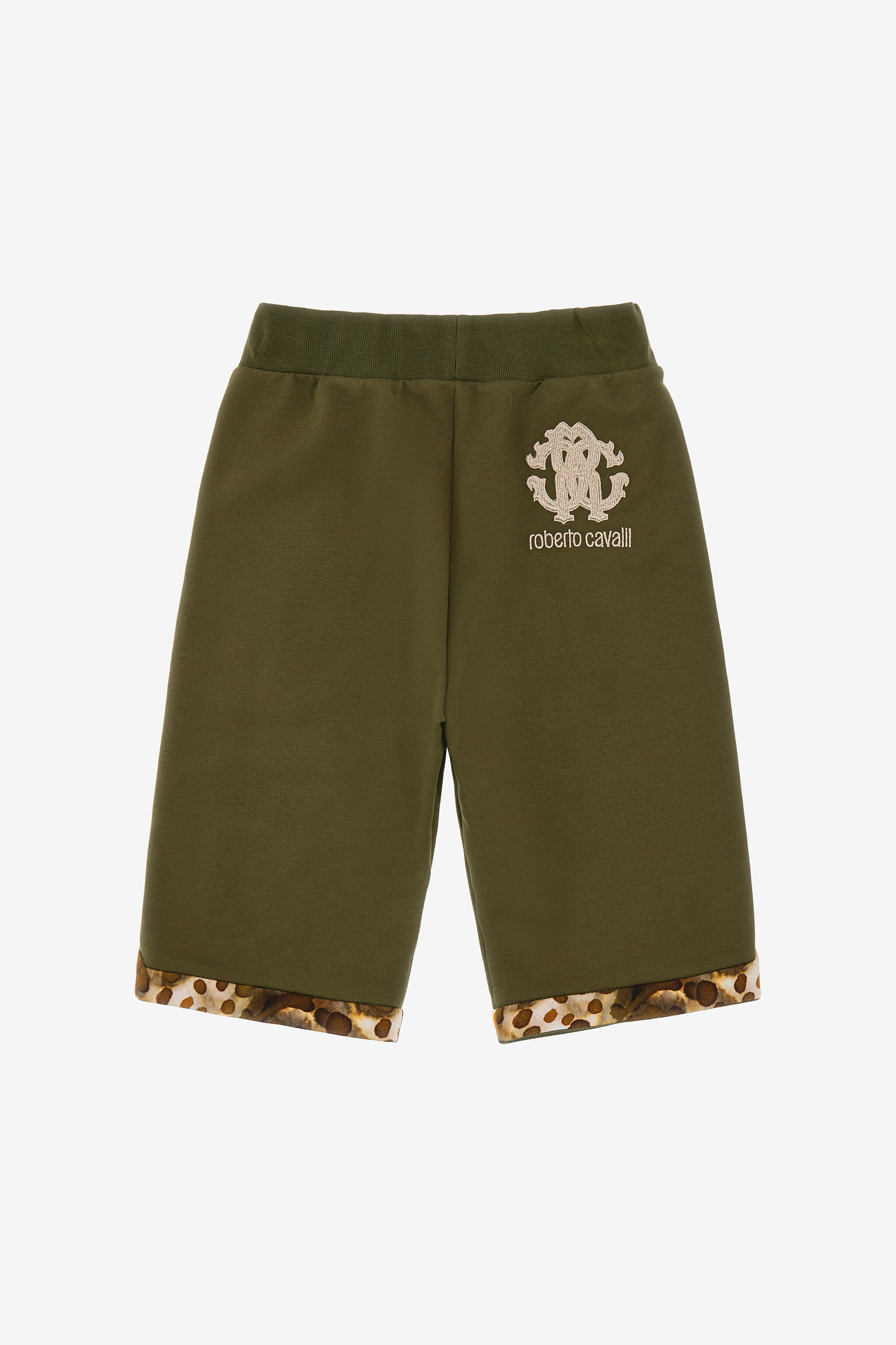 JU Joggers Cortos Inserciones Piel De Ocelote Military Green SJT230-CF050