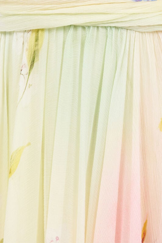 RC Long Chiffon Dress with Miami Flowers Print MULTICOLOR WQT175-CKR32