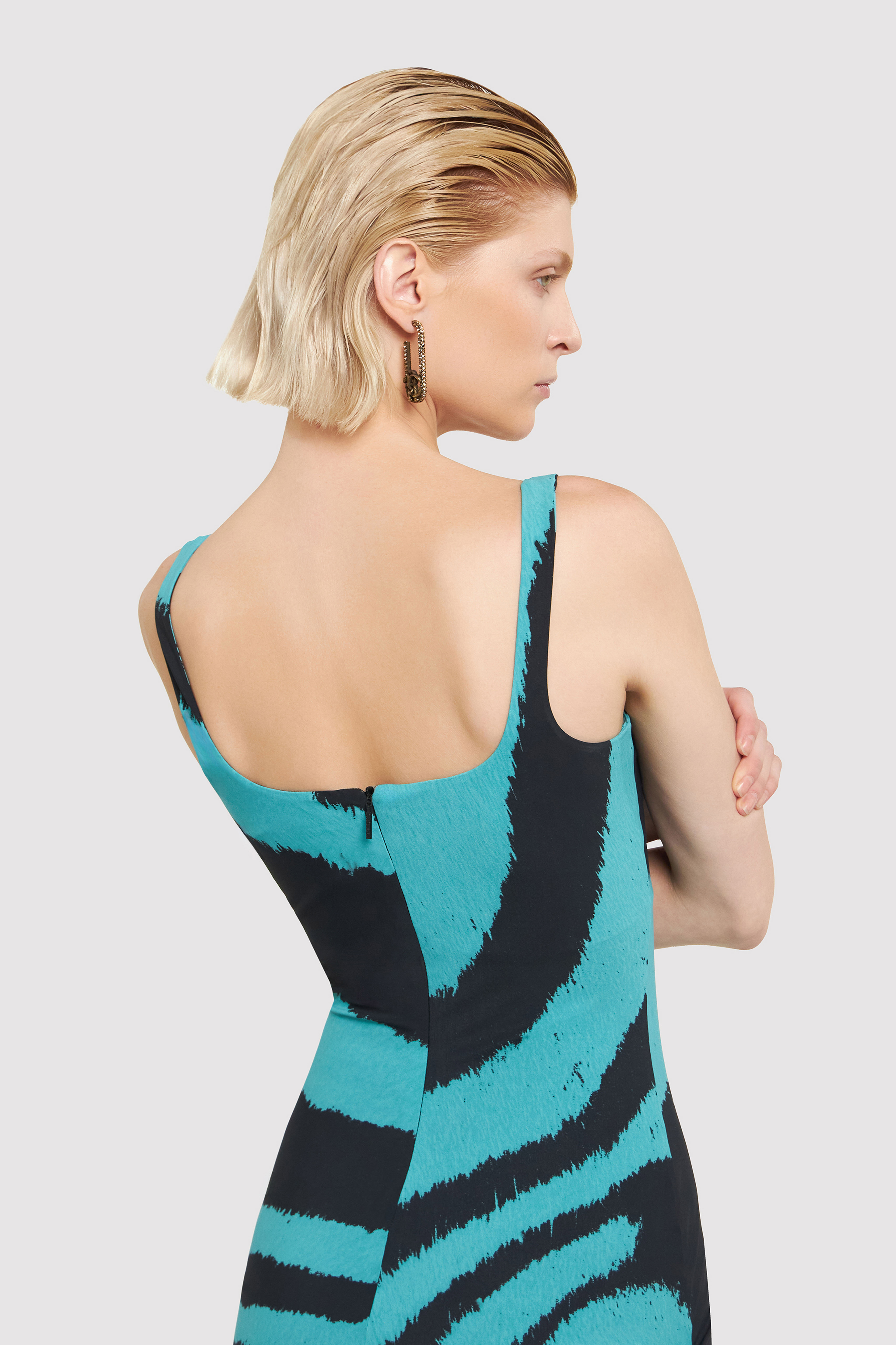 RC Midi-Kleid mit Print Zebra Tribute Blau UWT139-OOP26