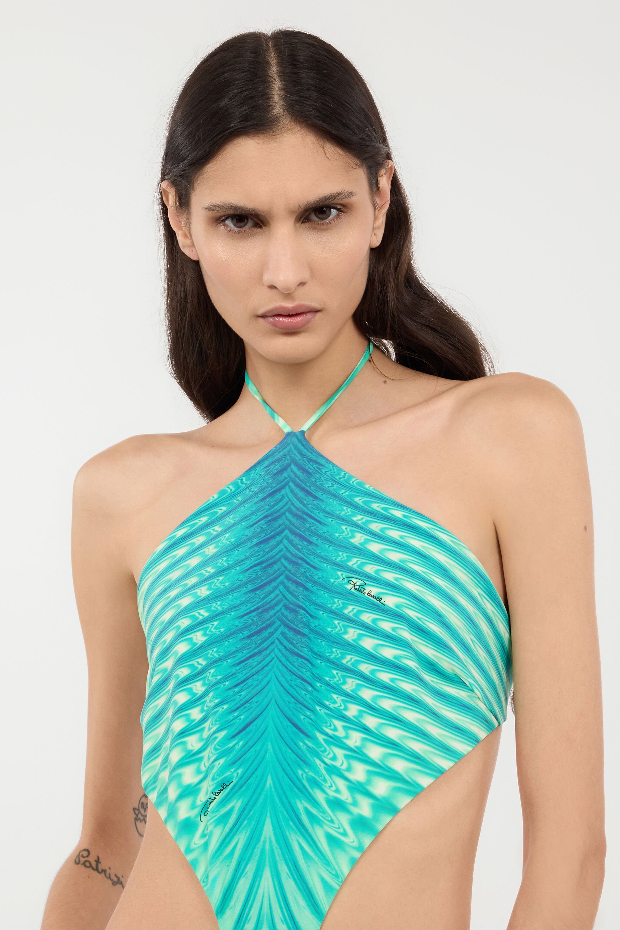 RC Trikini With Optical Glass Print And Snake Ring Light green UKW007-HVN74