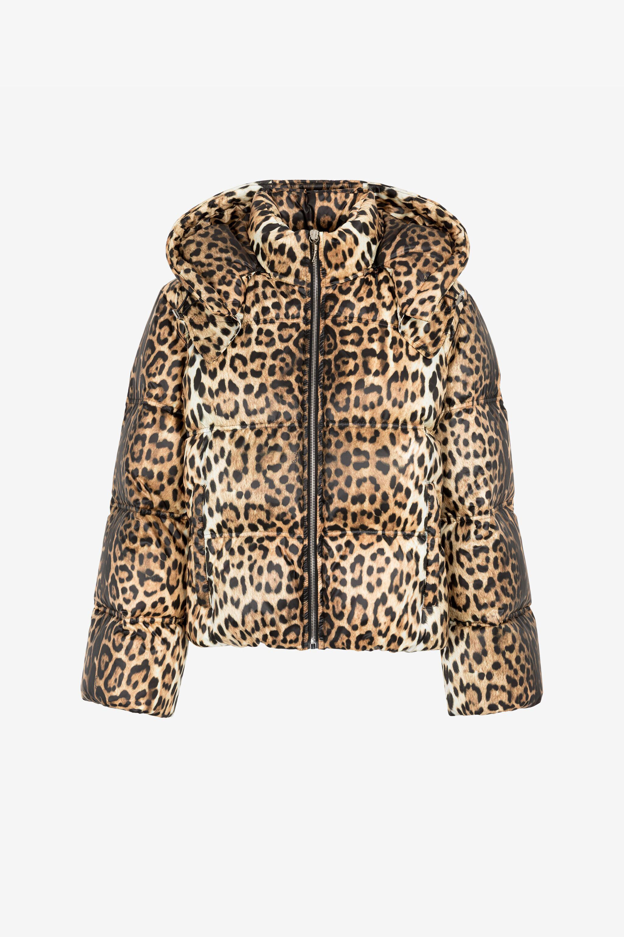 RC Gefütterte Jacke mit Leoparden-Print Hellbraun RKT800-SRH26
